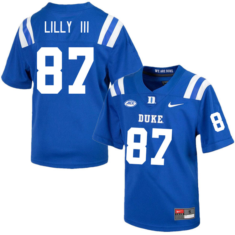 Men #87 Beau Lilly III Duke Blue Devils College Football Jerseys Stitched Sale-Royal